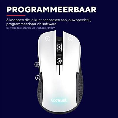 Gaming muis Trust GXT Wit Zwart 7200 dpi