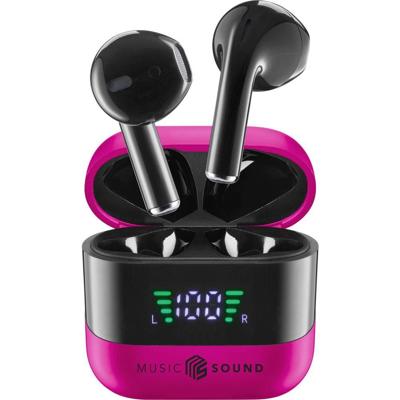 Cellularline In Ear headset Bluetooth, Draadloos Pink, Zwart Oplaadbox, Indicator voor batterijstatus, Volumeregeling