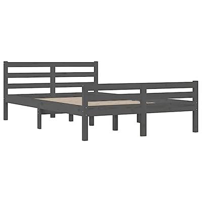 Bedframe massief hout grijs 140x190 cm