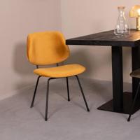 LABEL51 Eetkamerstoel Bello - Oker - Fluweel - Zwart Metalen Frame - thumbnail