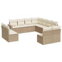 11-delige Tuinset met kussens poly rattan beige - thumbnail