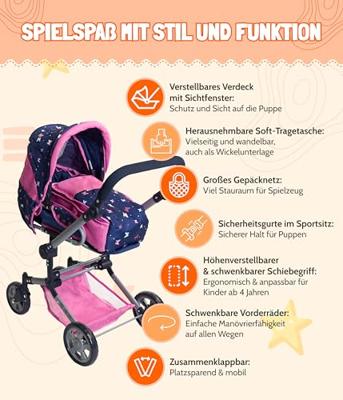 Combi-poppenwagen Jara - Grey Jeans