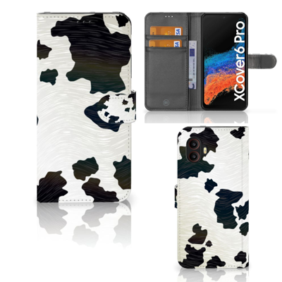 Samsung Galaxy Xcover 6 Pro | Telefoonhoesje | Met pasjeshouder | Koeienvlekken