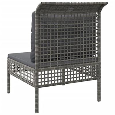 Tuinmiddenbank met kussens poly rattan grijs