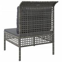 Tuinmiddenbank met kussens poly rattan grijs - thumbnail