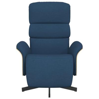 Fauteuil verstelbaar met voetensteun stof blauw