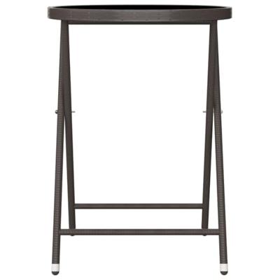 3-delige Bistroset poly rattan en gehard glas bruin