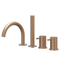 Badrandcombinatie IVY Concord 4-gats Mengkraan Met Uittrekbare Handdouche Draaibare Uitloop RVS316 Geborsteld Mat Koper PVD - thumbnail