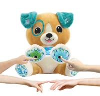 VTech knuffel mijn interactieve puppy pluche bruin turquoise - thumbnail
