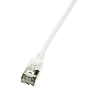 LogiLink CQ9031S RJ45 Netwerkkabel, patchkabel CAT 6A U/FTP 1.00 m Wit Extreem dun, Vlambestendig, Flexibel, Folie afscherming, Halogeenvrij, Snagless,