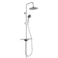 AQUASTAR hoofddouche set met planchet, chroom-antraciet wellness hoofddouche met antikalk nozzles, hoofddouche: Ø ca. 24 cm handdouche met 5 functies en met antikalk nozzles, maat: Ø ca. 10 cm m - thumbnail