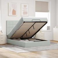 Ottoman bed met matrassen 140x190cm fluweel lichtgrijs - thumbnail