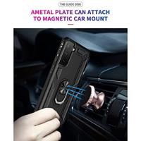 Lunso - Armor backcover hoes met ringhouder - Samsung Galaxy S21 FE - Zwart - thumbnail