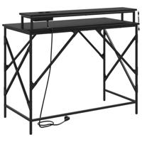Bureau met plank Zwart eiken 100 x 50 x 86.5 cm Bewerkt hout - thumbnail