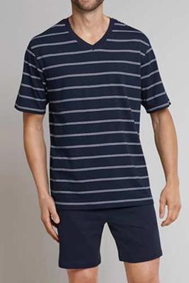 Blauw gestreepte heren shortama Schiesser