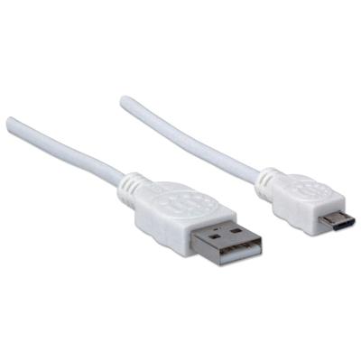 Manhattan USB-kabel USB 2.0 USB-A stekker, USB-micro-B stekker 1.80 m Wit UL gecertificeerd 324069 Manhattan USB-kabel USB 2.0 USB-A stekker, USB-micro-B stekker 1.80 m Wit UL gecertificeerd 324069