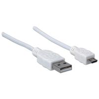 Manhattan USB-kabel USB 2.0 USB-A stekker, USB-micro-B stekker 1.00 m Wit UL gecertificeerd 323987 - thumbnail