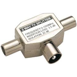 Coax-Adapter Coax Male (IEC) - 2x Coaxconnector Female (IEC) Zilver
