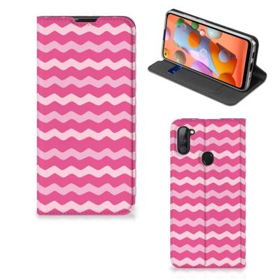 Samsung Galaxy M11 | A11 | Hoesje met Magneet | Waves Pink Samsung Galaxy M11 | A11 | Hoesje met Magneet | Waves Pink