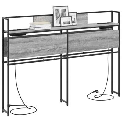 Opberghoofdbord met plank Grijs sonoma 135 cm Bewerkt hout