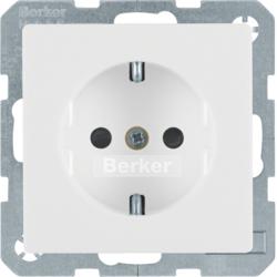 Berker Q.1 stopcontact met randaarde, schroefklemmen en kinderbeveiliging enkel polarwit