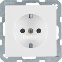 Berker Q.1 stopcontact met randaarde, schroefklemmen en kinderbeveiliging enkel polarwit - thumbnail
