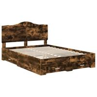 Bedframe met hoofdeinde Gerookt eiken 140 x 200 cm Bewerkt hout - thumbnail