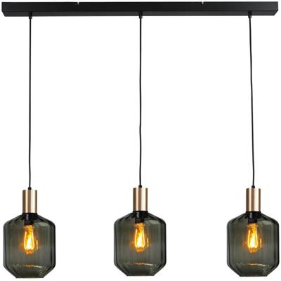 Masterlight 3-lichts hanglamp - goud -Porto met Jagger green glazen - 2711-05-02-100-3-10