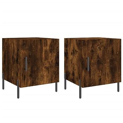 Nachtkastjes 2 st 40x40x50 cm bewerkt hout gerookt eikenkleurig