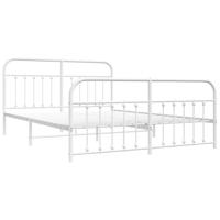 Bedframe met hoofd- en voeteneinde metaal wit 160x200 cm - thumbnail