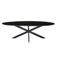 Sohome Ovale Eettafel 'Coco' Mangohout en staal, kleur Zwart, 240 x 110cm - thumbnail