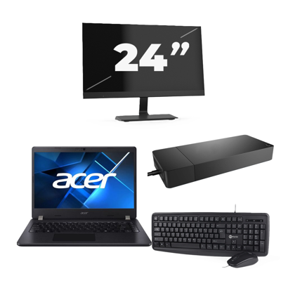Acer TravelMate P214-53 - Intel Core i5-11e Generatie - 14 inch - 16GB RAM - 256GB SSD - Windows 11 Home + 1x 24 inch Monitor Acer TravelMate P214-53 - Intel Core i5-11e Generatie - 14 inch - 16GB RAM - 256GB SSD - Windows 11 Home + 1x 24 inch Monitor