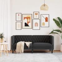 Tweezitsbank Chesterfield-stijl kunstleer zwart - thumbnail