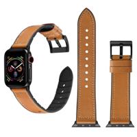 Effen kleur TPU + roestvrijstaal horloge band voor Apple horloge serie 3 & 2 & 1 42mm (bruin) - thumbnail