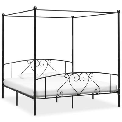 Hemelbedframe metaal zwart 180x200 cm
