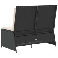 Tuinbankje verstelbaar met kussens poly rattan zwart - thumbnail