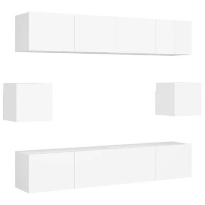 6-delige Tv-meubelset bewerkt hout wit