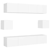 6-delige Tv-meubelset bewerkt hout wit - thumbnail