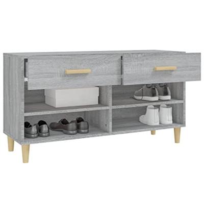 VidaXL Schoenenkast 102x35x55 cm bewerkt hout grijs sonoma eikenkleur VidaXL Schoenenkast 102x35x55 cm bewerkt hout grijs sonoma eikenkleur