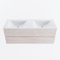 MONDIAZ VICA 130cm badmeubel onderkast Underlayment 2 lades. Wastafel CLOUD dubbel zonder kraangat, kleur Talc. - thumbnail