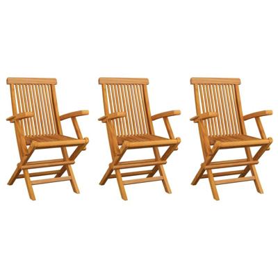 Tuinstoelen 3 st massief teakhout