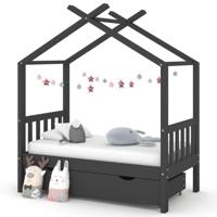 Kinderbedframe met lade grenenhout donkergrijs 70x140 cm - thumbnail