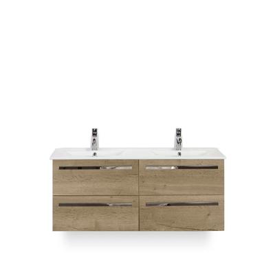 Seville Badmeubelset 120 cm - 4 laden Natuur Eiken - Keramische Wastafel Wit Enjoy