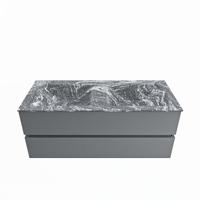 MONDIAZ VICA-DLUX 120cm badmeubel onderkast Plata 2 lades. Inbouw wastafel CLOUD dubbel zonder kraangat, kleur Lava. - thumbnail