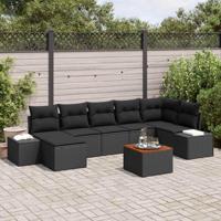 Tuinbankenset met kussen 8 pcs Zwart poly rattan - thumbnail