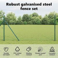 VidaXL Afrasteringspaal groen 25 x 1,4 m (25 mm gaas) staal en pvc - thumbnail