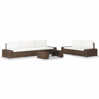 6-delige Loungeset poly rattan bruin