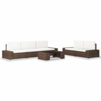 6-delige Loungeset poly rattan bruin - thumbnail