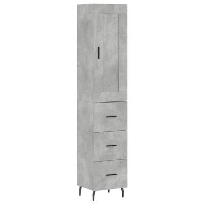 Hoge kast 34,5x34x180 cm bewerkt hout betongrijs