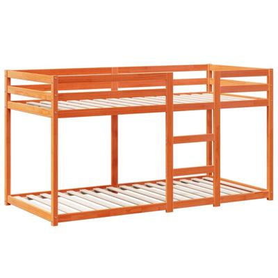 Stapelbed met bedhuis massief grenenhout wasbruin 90x200 cm